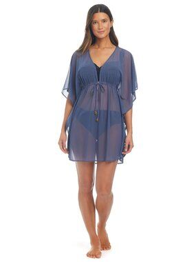 Bleu By Rod Beattie Be Transparent Mesh Caftan Cover up, Paloma Blue, Sz. S